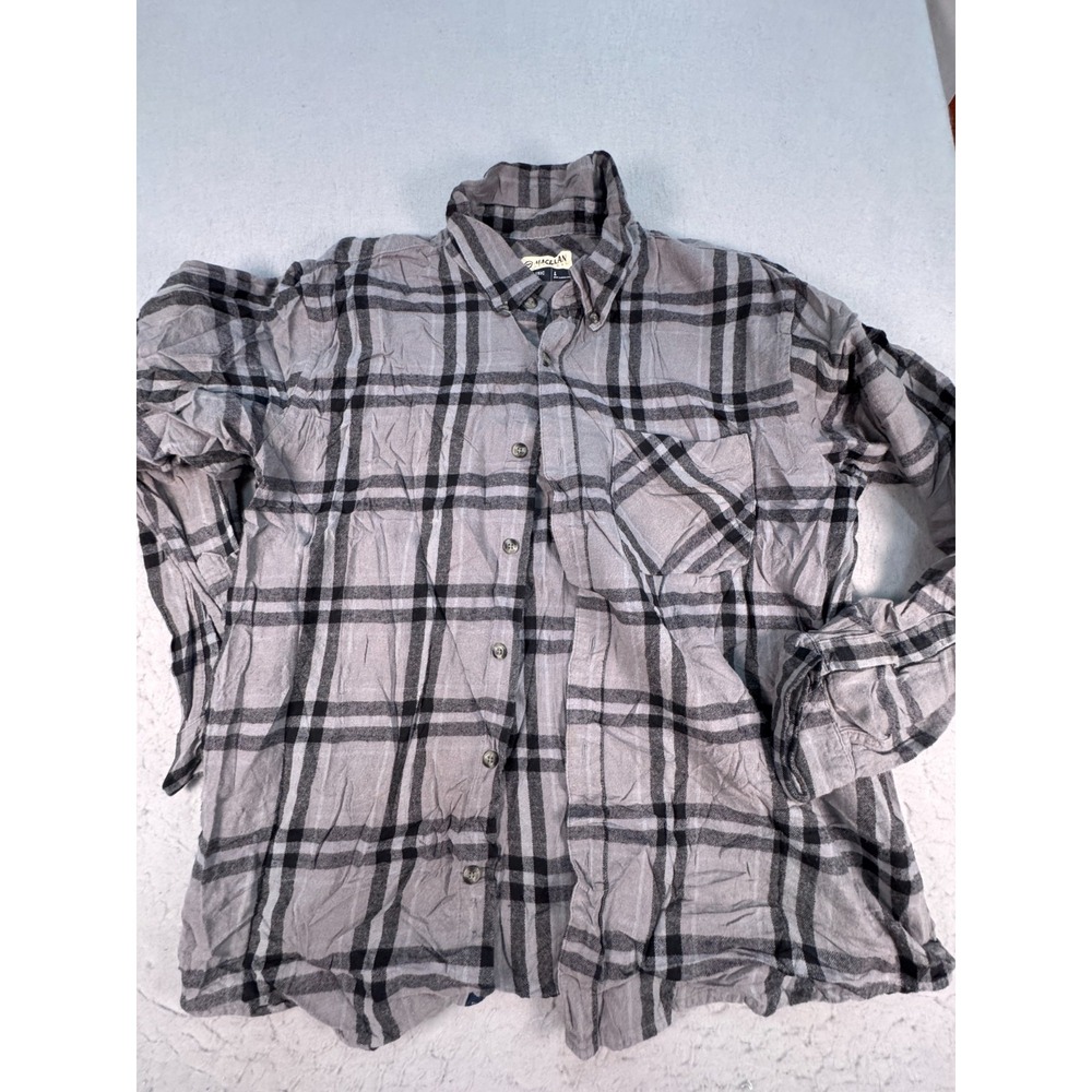 Magellan Outdoors Flannel Shirt Mens L Multicolor Plaid Classic Fit Button Down